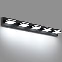 SineRise LED Modern Bathroom Vanity Light Fixtures, Modern Acrylic Bathroom Wall Lighting Fixtures Over Mirror, 5-Light, 40-Inch, Black, White