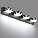 SineRise LED Modern Bathroom Vanity Light Fixtures, Modern Acrylic Bathroom Wall Lighting Fixtures Over Mirror, 4-Light, 30-Inch, Black, White