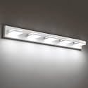 SineRise LED Modern Bathroom Vanity Light Fixtures, Modern Acrylic Bathroom Wall Lighting Fixtures Over Mirror, 5-Light, 40-Inch, White, White