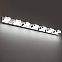 SineRise LED Modern Bathroom Vanity Light Fixtures, Modern Acrylic Bathroom Wall Lighting Fixtures Over Mirror, 7-Light, 55-Inch, Chrome, White
