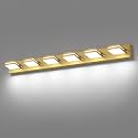 SineRise LED Modern Bathroom Vanity Light Fixtures, Modern Acrylic Bathroom Wall Lighting Fixtures Over Mirror, 6-Light, 48-Inch, Brass, White