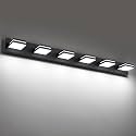 SineRise LED Modern Bathroom Vanity Light Fixtures, Modern Acrylic Bathroom Wall Lighting Fixtures Over Mirror, 6-Light, 48-Inch, Black, White