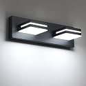 SineRise LED Modern Bathroom Vanity Light Fixtures, Modern Acrylic Bathroom Wall Lighting Fixtures Over Mirror, 2-Light, 15.5-Inch, Black, White