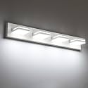 SineRise LED Modern Bathroom Vanity Light Fixtures, Modern Acrylic Bathroom Wall Lighting Fixtures Over Mirror, 4-Light, 30-Inch, White, White