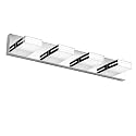 SineRise LED Modern Bathroom Vanity Light Fixtures, Modern Acrylic Bathroom Wall Lighting Fixtures Over Mirror, 4-Light, 30-Inch, Chrome, 100%-0% White
