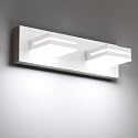 SineRise LED Modern Bathroom Vanity Light Fixtures, Modern Acrylic Bathroom Wall Lighting Fixtures Over Mirror, 2-Light, 15.5-Inch, White, White