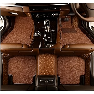 sinex 7d car mat full set for maruti suzuki brezza model2022-2025  luxury leather double car floor mat complete set  100 waterproof and washable  color  coffee