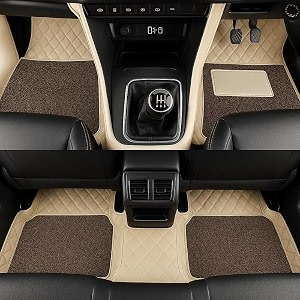 sinex 7d car mat full set for maruti suzuki swift model  2018-2025  luxury leather dual-stitch 7d car floor mat for car full set  100 waterproof  color  beige
