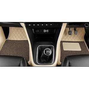 sinex 7d car mat full set for hyundai verna model  2011-2016  luxury leather dual-stitch 7d car floor mat for car full set  100 waterproof  color  beige