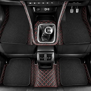 sinex 7d car mat full set for grand vitara model  2022-2025  luxury leather double car floor mat complete set  100 waterproof and washable  color  black-red