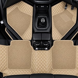 sinex 7d car mat full set for maruti suzuki swift model 2024-2025  luxury leather dual-stitch 7d car floor mat for car full set  100 waterproof  color  beige