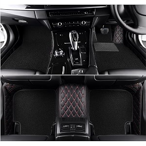 sinex 7d car mat full set for maruti suzuki dzire model-2014-2016 luxury leather double car floor mat complete set  100 waterproof and washable  color  black-red