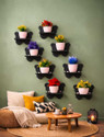 SINGHATIYA CARFT Butterfly Wall Shelf for Home Decor | Wooden Floating Wall Mounted Plant Stand. Pack of 8 (8 cm X 20 cm, Black)