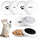 4 Pcs Cat Food Bowl Anti Whisker Fatigue Cat Dishes with Nonslip Silicone Bottom Whisker Friendly Ceramic Shallow Wide Kitten Plates for Food Water Indoor Small Dog Animals Pets Feeding