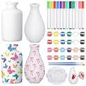 Singhoow 4 Sets Ceramics to Paint Vase, DIY Ceramic Vase,Charming