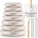 Singing Bowl Cushion Set, 7 Silk Rings &amp; 3 Mallets, 6-12", Silver