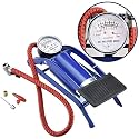 Single Barrel Steel Body Foot Pump for car, Bike, scoote | Air Pump for Motorcycle Car | High Pressure Foot Pump, Bike Motorbike Inflation Pump with Pressure Gauge, Foot Pedal Inflator
