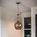 Single Hanging Antic Shade Lights with Amber Glass for Living Room, Lamps for Bedroom Also for Restaurants and Kitchen (Pack of 1) (Without Bulb)