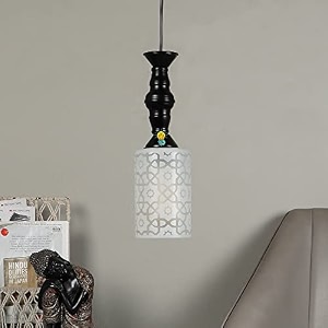 single hanging black shade lights with designer glass for living room lamps for bedroom also for restaurants and kitchen pack of 1 without bulb