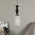 Single Hanging Black Shade Lights with Designer Glass for Living Room, Lamps for Bedroom Also for Restaurants and Kitchen (Pack of 1) (Without Bulb)