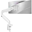 Single Monitor Desk Mount, 19-34 inch Adjustable Full Motion Monitor Arm, Computer Monitor Stand Holder with Clamp and Grommet Base, Fit 4.4 to 19.8lbs Screens, VESA Mount Bracket, White