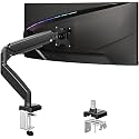 Single Monitor Desk Mount, 19-34 inch Adjustable Full Motion Monitor Arm, Computer Monitor Stand Holder with Clamp and Grommet Base, Fits 4.4 to 19.8lbs Screens, VESA Mount Bracket, Black