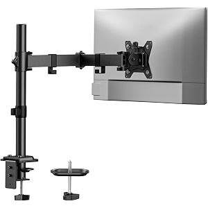 bectro single monitor mount monitor arm for 13-32 monitors up to 8 kg adjustable stand with 16 max height desk mount with c-clamp and grommet base vesa 75x75mm amp 100x100mm black