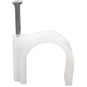 Single Nail Pipe Cable Clip Wire Fastener, Circle Cable Clips with Metal Nails, Cord Tie Holder Clamp Cable Protector -(100Pcs White) (16MM)