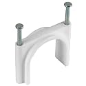 Single Nail Pipe Cable Clip Wire Fastener, Circle Cable Clips with Metal Nails, Cord Tie Holder Clamp Cable Protector -(50Pcs White) (20MM)