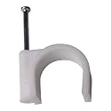 Single Nail Pipe Cable Clip Wire Fastener, Circle Cable Clips with Metal Nails, Cord Tie Holder Clamp Cable Protector -(50Pcs White) (25MM)