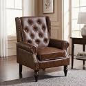 Single PU Recliner Chair, Diamond Quilted Accent Armchair, Brown
