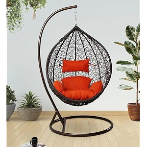 spyder craft single seater hammock swing chair with stand and cushion for patio balcony garden terrace living room relaxing chair jhula