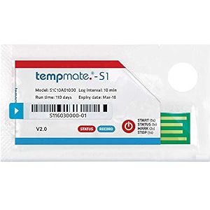 single use temperature data logger range -22f to 158f for food industry pharmaceuticals warehouses vaccine boxes model tempmate s1