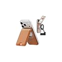 Sinjimoru Magnetic Wallet Stand for MagSafe, 3-Card Holder, Brown
