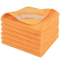 SINLAND Microfiber Facial Cloths Fast Drying Washcloth 12inch x 12inch Orange 6 Pack