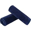 SINLAND Microfiber Facial Cloths Fast Drying Washcloth 12inch x 12inch (Pack of 2, Navy Blue)