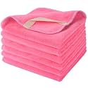 SINLAND Microfiber Facial Cloths Fast Drying Washcloth 12inch x 12inch Dark pink 6 pack