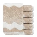 SINLAND Microfiber Facial Cloths Fast Drying Washcloth 12x12inch Wave Pattern 6 Pack