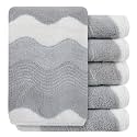 SINLAND Microfiber Facial Cloths Fast Drying Washcloth 12x12inch Wave Pattern 6 Pack