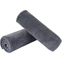 SINLAND Microfiber Facial Cloths Fast Drying Washcloth 12inch x 12inch Grey 2 pack