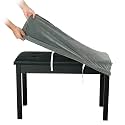 SINOSSO Soft Velvet 2-Person Piano Bench Cover, (27.5"- 36.5") L x (12"- 16") W Rectangle Stretch Washable Stool Upholstered Protector Slipcover, (M, Dark Grey)