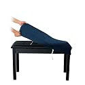 SINOSSO Soft Velvet 2-Person Piano Bench Cover, (27.5"- 36.5") L x (12"- 16") W Rectangle Stretch Washable Stool Upholstered Protector Slipcover, (M, Navy Blue)