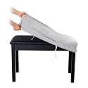 SINOSSO Soft Velvet 2-Person Piano Bench Cover, (27.5"- 36.5") L x (12"- 16") W Rectangle Stretch Washable Stool Upholstered Protector Slipcover, (M, Light Grey)