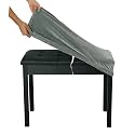 SINOSSO Soft Velvet Piano Bench Cover, (20"- 26.5") L x (11.8"- 15.7") W Rectangle Stretch Washable Stool Upholstered Protector Slipcover, (S, Dark Grey)