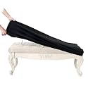 SINOSSO Soft Velvet Shoe Bench Cover, (36.5"- 48") L x (13.8"- 18") W Stretch Washable Dining Bench Upholstered Protector Rectangle Chair Slipcover, (L, Black)