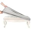 SINOSSO Soft Velvet Shoe Bench Cover, (36.5"- 48") L x (13.8"- 18") W Stretch Washable Dining Bench Upholstered Protector Rectangle Chair Slipcover, (L, Light Grey)