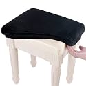 SINOSSO Soft Velvet Vanity Bench Cover, (15"- 19.5") L x (11.8"- 15.7") W Stretch Washable Rectangle Saddle Bar Stool Slipcover, (XS, Black)