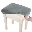 SINOSSO Soft Velvet Vanity Bench Cover, (15"- 19.5") L x (11.8"- 15.7") W Stretch Washable Rectangle Saddle Bar Stool Slipcover, (XS, Dark Grey)