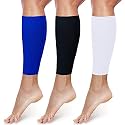 Sintege 3 Pairs Calf Compression Sleeves Women Men, XL, Black, White, Blue