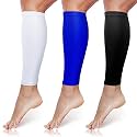 Sintege 3 Pairs Calf Compression Sleeves Women Men, S, Black, White, Blue